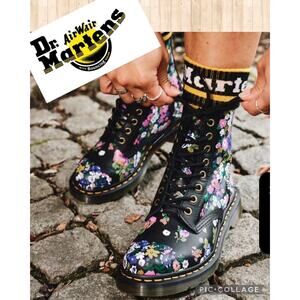 Dr Martens Pascal Floral 1460 Pascal DF Lace Up Ankle Boots Sz 6 NEW Doc Martens